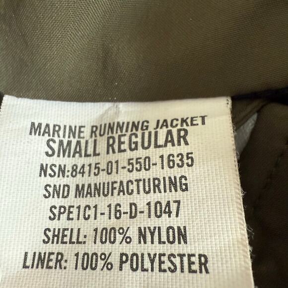 U.S. Marines Running Drawstring Zip Up Windbreaker Jacket Army Green Size S - Picture 9 of 12